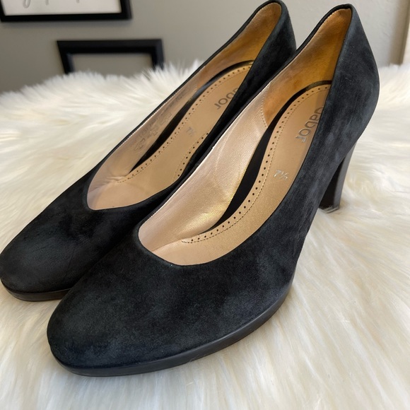 Gabor Black Suede Almond Toe Pumps 10 - Picture 6 of 12